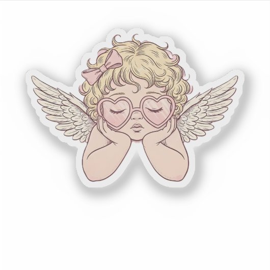 Whimsical Dreamscape Cherub with Hear Sticker (Voorkant)