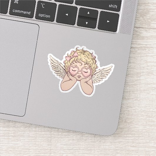 Whimsical Dreamscape Cherub with Hear Sticker (Detail)