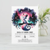 Whimsical Dreamy Cat Verjaardag Kaart (Staand voorkant)