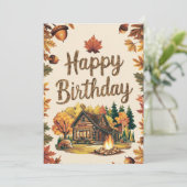 Whimsical Dreamy Forest Herfst Herfst Happy Birthd Kaart (Staand voorkant)