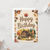 Whimsical Dreamy Forest Herfst Herfst Happy Birthd Kaart (Voorkant / Achterkant in situ)