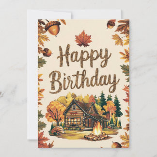 Whimsical Dreamy Forest Herfst Herfst Happy Birthd Kaart