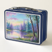 Whimsical Dreamy Forest Scene Metal Lunchbox (Achterkant)