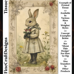 Whimsical Dressed Rabbit, Bloemen CK3 Decoupage Tissuepapier