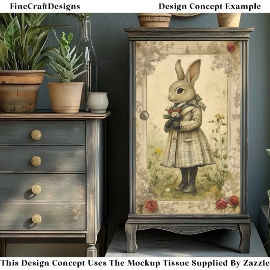 Whimsical Dressed Rabbit, Bloemen CK3 Decoupage Tissuepapier