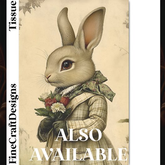 Whimsical Dressed Rabbit, Bloemen CK3 Decoupage Tissuepapier