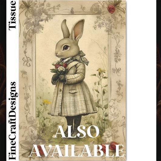 Whimsical Dressed Rabbit, Bloemen CK4 Decoupage Tissuepapier