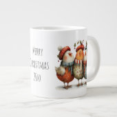 Whimsical Drie Franse Kippen 12 Dagen Kerstmis Grote Koffiekop (Voorkant rechts)