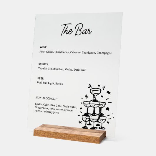 Whimsical Drink Bar Menu Acryl Teken Bord (Hoek)