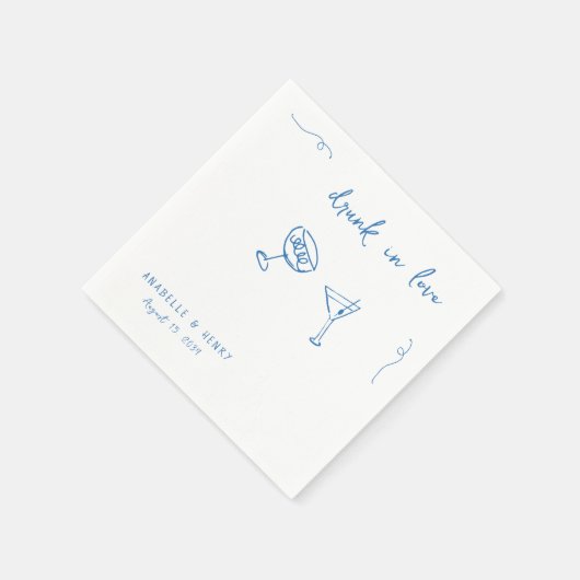 Whimsical Drink in Love Handwriting Script Wedding Servet (Hoek)