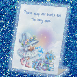 Whimsical Drop Books for Baby Shower Reclamebord Met Voetstuk