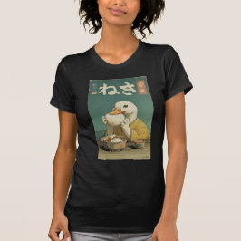 Whimsical Duck Eating Japanese Vintage  T-shirt