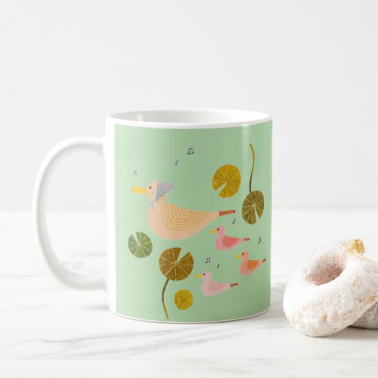 Whimsical Duck Family Kind Ones Gentle Harmony Mug Koffiemok (Met donut)