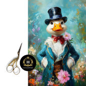 Whimsical Duck in Blue Bonnet Decoupage Tissuepapier