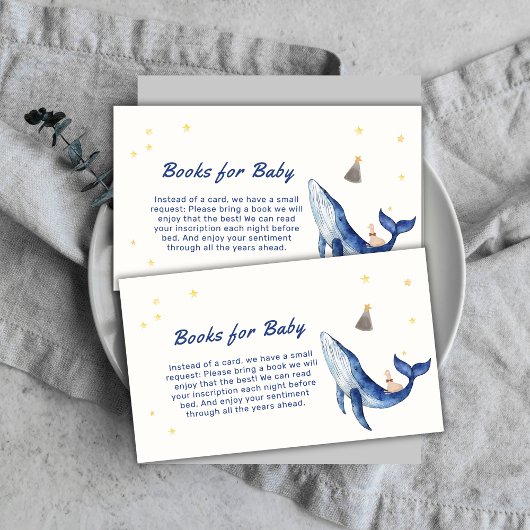 Whimsical Duck speelt walvisboeken voor Baby showe Informatiekaartje