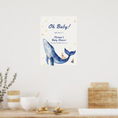 Whimsical Duck Stars Whale Baby shower Welkom Poster (Keuken)