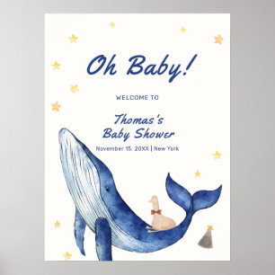 Whimsical Duck Stars Whale Baby shower Welkom Poster
