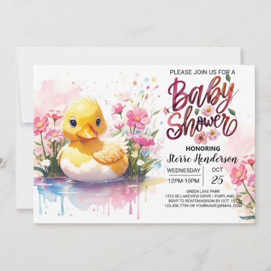 Whimsical Duckling Baby Bliss Douche Kaart (Voorkant)
