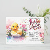 Whimsical Duckling Baby Bliss Douche Kaart (Staand voorkant)