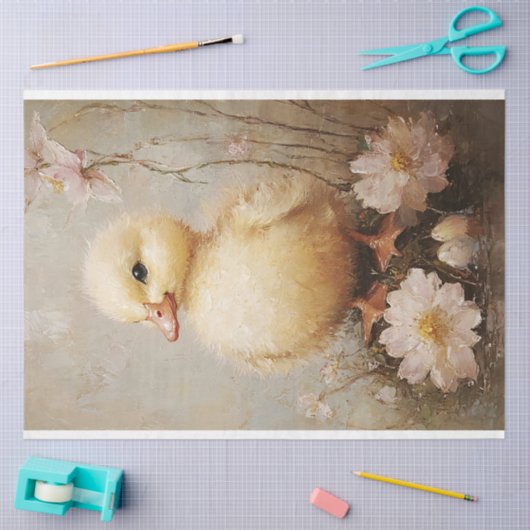 Whimsical Duckling met bloemen Decoupage Tissuepapier (Craft)
