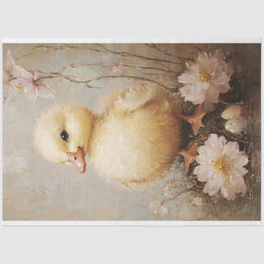 Whimsical Duckling met bloemen Decoupage Tissuepapier (Voorkant)