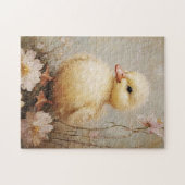Whimsical Duckling met bloemen Spring Art Legpuzzel (Horizontaal)