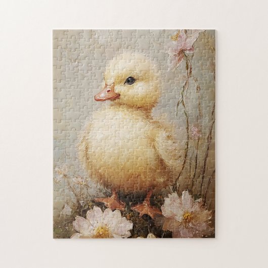 Whimsical Duckling met bloemen Spring Art Legpuzzel (Verticaal)