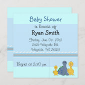 Whimsical Ducks and Dino Baby shower Invitation Kaart (Voorkant / Achterkant)