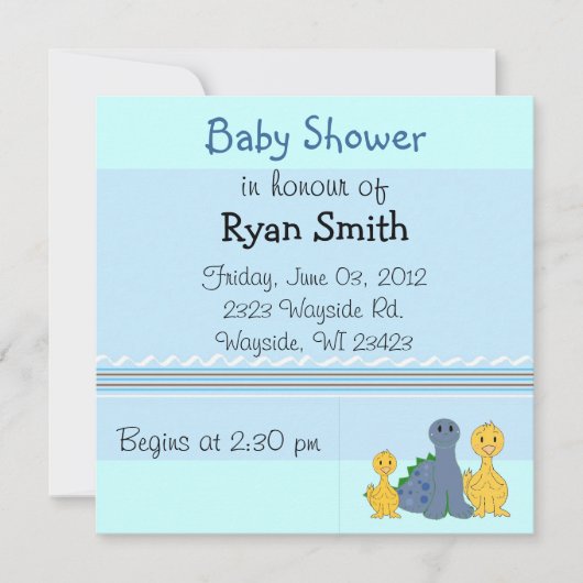 Whimsical Ducks and Dino Baby shower Invitation Kaart (Voorkant)