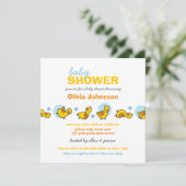 Whimsical Ducks Blue Stippen Boy Baby shower Invit Kaart (Staand voorkant)