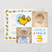 Whimsical Ducks Foto Jongens Gezamenlijk Verjaarda Kaart (Voorkant / Achterkant)