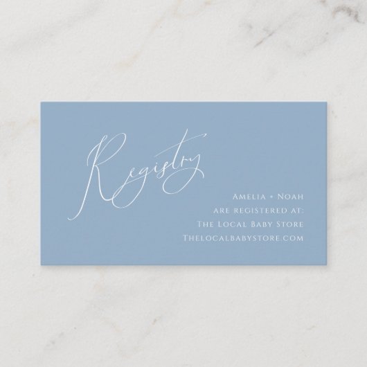 Whimsical Dusty Blue Baby Registry Informatiekaartje (Voorkant)