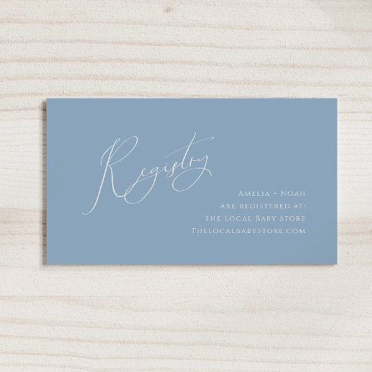 Whimsical Dusty Blue Baby Registry Informatiekaartje