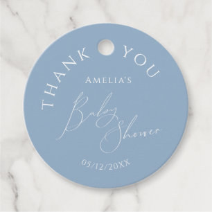 Whimsical Dusty Blue Baby shower Bedankt Bedankjes Labels