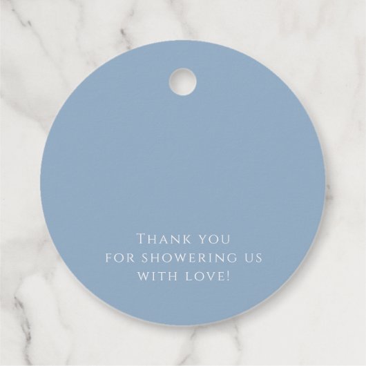 Whimsical Dusty Blue Baby shower Bedankt Bedankjes Labels (Achterkant)