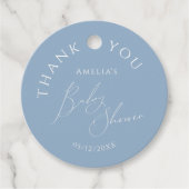 Whimsical Dusty Blue Baby shower Bedankt Bedankjes Labels (Voorkant)