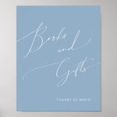 Whimsical Dusty Blue Baby shower Boeken en geschen Poster (Voorkant)