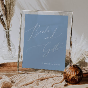 Whimsical Dusty Blue Baby shower Boeken en geschen Poster