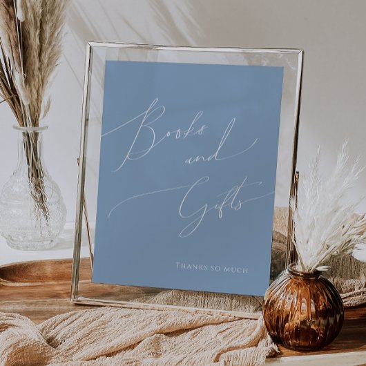 Whimsical Dusty Blue Baby shower Boeken en geschen Poster