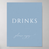 Whimsical Dusty Blue Baby shower Drinken Sign Poster (Voorkant)