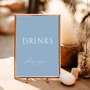 Whimsical Dusty Blue Baby shower Drinken Sign Poster