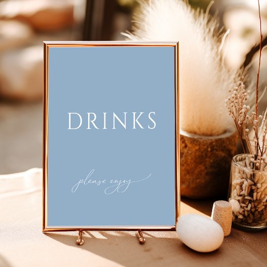 Whimsical Dusty Blue Baby shower Drinken Sign Poster