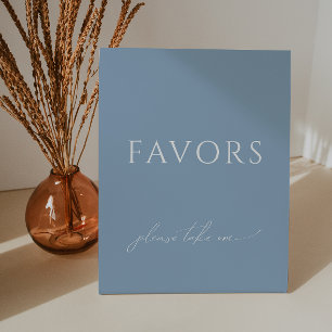 Whimsical Dusty Blue Baby shower Favors Reclamebord Met Voetstuk