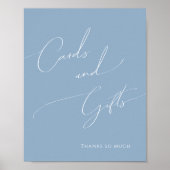 Whimsical Dusty Blue Baby shower Kaarten en gesche Poster (Voorkant)
