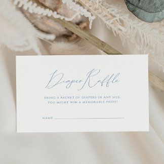 Whimsical Dusty Blue Baby shower Luier Raffle Informatiekaartje