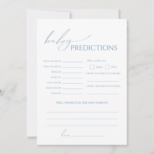 Whimsical Dusty Blue Baby shower Voorspellingen Ka Kaart (Voorkant)