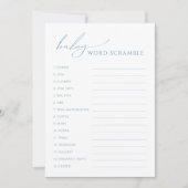 Whimsical Dusty Blue Baby Word Scramble Kaart (Voorkant)