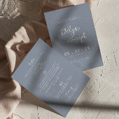 Whimsical Dusty Blue Boho All in One Wedding Kaart