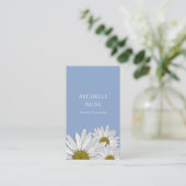 Whimsical Dusty Blue Boho Botanical Daisies Visitekaartje (Staand voorkant)
