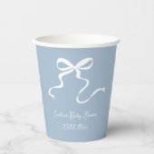 Whimsical Dusty Blue Bow Baby shower Papieren Bekers (Voorkant)